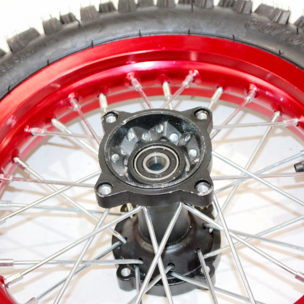 RED 12mm 14 Inch Front + 12 Inch Rear Back Wheel Rim Tyre Tire PIT PRO ...