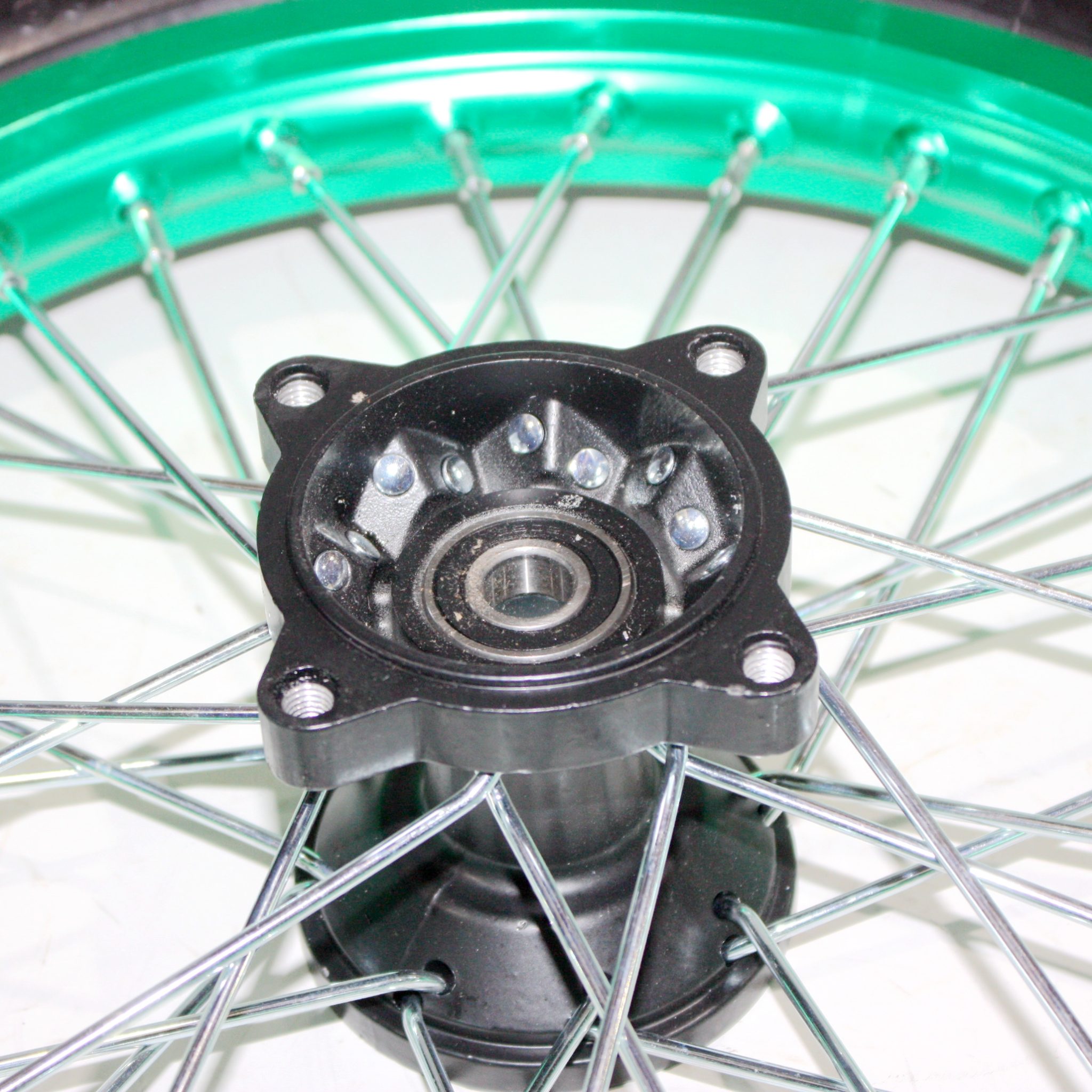 14-Inch Green Alloy Wheel & Tire Combo For Pit Bikes, Dirt Bikes, Bigfoot Scooters